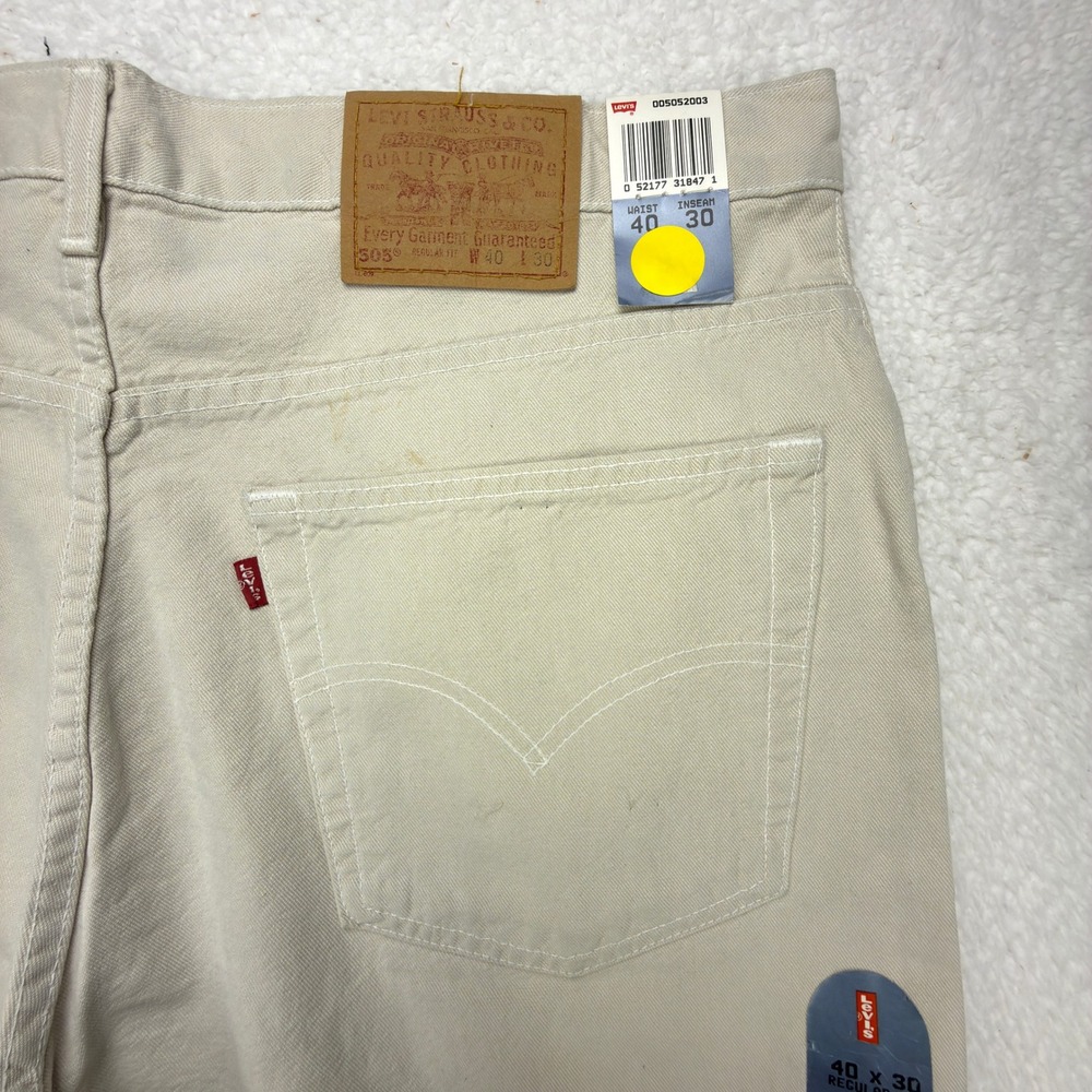 Vintage Levis 505 Regular‎ Fit Straight Leg Jeans Khaki Tan 40x30 USA NWT